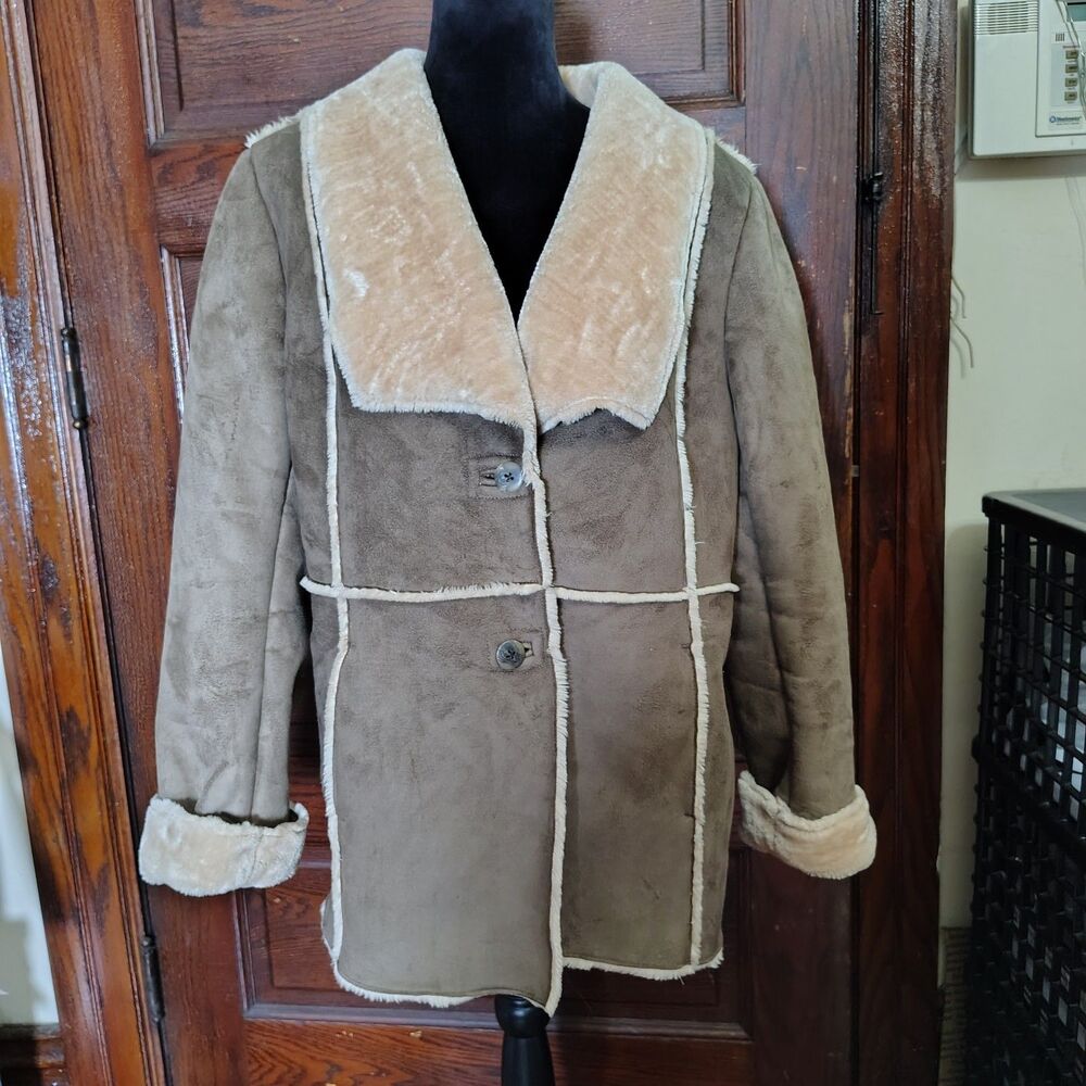 J Jill Suede Shearling Jacket Size XL